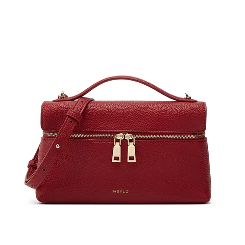 Women's Vintage Litchi Pattern PU Leather Handbag Light Luxury Top Handle Cosmetic Bag Casual Crossbody Shoulder Bag