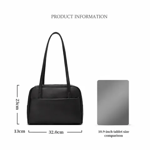 Women Retro PU Leather Boston Bag Large Capacity Casual Underarm Shoulder Handbag Versatile Daily Tote Bag