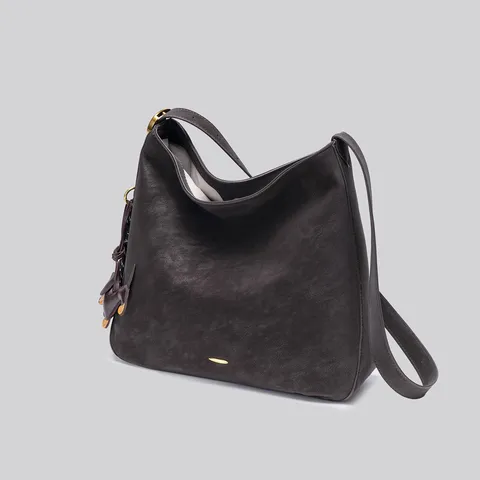 Sac Seau Grande Capacité Femme en Cuir Fendu de Vachette Sac Bandoulière Casual Sac Cabas de Travail