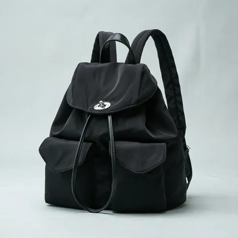 Korean Style Oxford Cloth Backpack For Women Large Capacity Casual Travel Bookbag With Metal Lock And Drawstring
