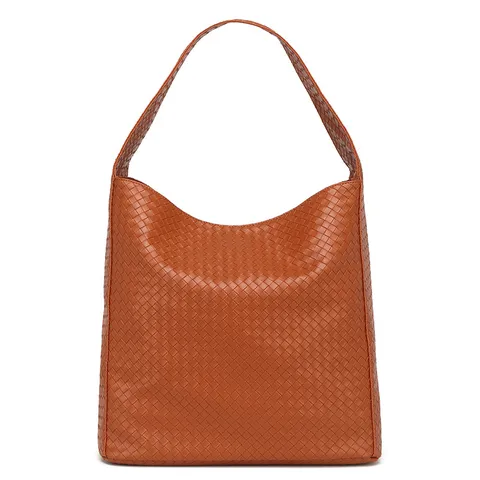 Woven Leather Underarm Bag For Women Large Capacity Casual Commuter Shoulder Bag Soft PU Leather Hobo Handbag