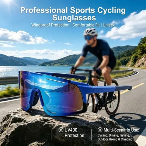 Sport Radsport Sonnenbrille UV400 Schutz PC Rahmen Winddicht Große Schild Polarisierte Brille Für Outdoor Laufen