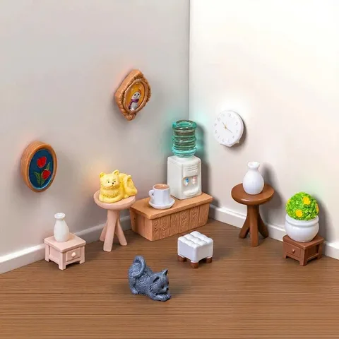 Meubles de Poupée Miniatures Figurines de Chat en Résine DIY Micro Paysage Ornement de Bureau Décoration Maison Simulée