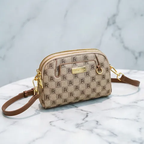 Women Fashion Crossbody Bag Vintage Letter Print Shell Bag PU Leather Casual Shoulder Bag Daily Handbag Purse