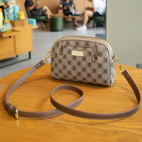 Women Fashion Crossbody Bag Vintage Letter Print Shell Bag PU Leather Casual Shoulder Bag Daily Handbag Purse
