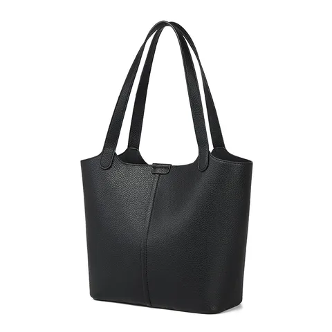 Women Large Capacity Tote Bag PU Leather Handbag Casual Versatile Single Shoulder Bucket Bag With Matching Pouch