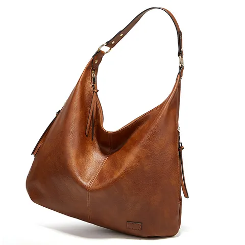 Women Retro PU Leather Large Capacity Shoulder Bag Casual Versatile Solid Color Underarm Hobo Handbag