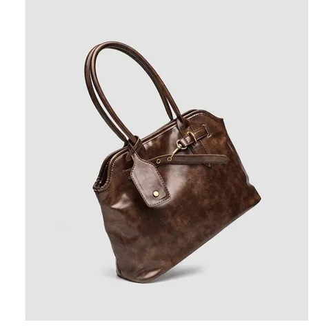 Retro PU Leather Shell Handbag Large Capacity Versatile Shoulder Bag Elegant Commuter Tote Bag For Women