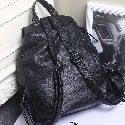 Women Fashion Backpack Casual Soft PU Leather Travel Shoulder Bag College Style School Bag
