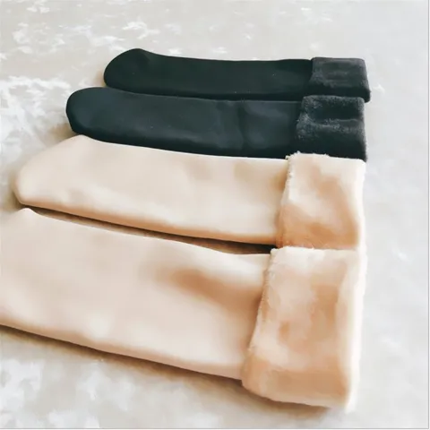 Chaussettes de Neige d'Hiver Épaissies Doublées en Polaire pour Femmes Couleur Unie Mi-Haut Chaussettes Chaudes Thermiques Décontractées