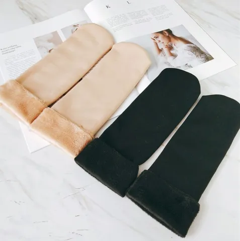 Chaussettes de Neige d'Hiver Épaissies Doublées en Polaire pour Femmes Couleur Unie Mi-Haut Chaussettes Chaudes Thermiques Décontractées