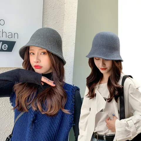 Korean Style Acrylic Knit Hat For Women Sweet Warm Winter Beanie Solid Color Slouchy Skull Cap Versatile Soft Daily Headwear