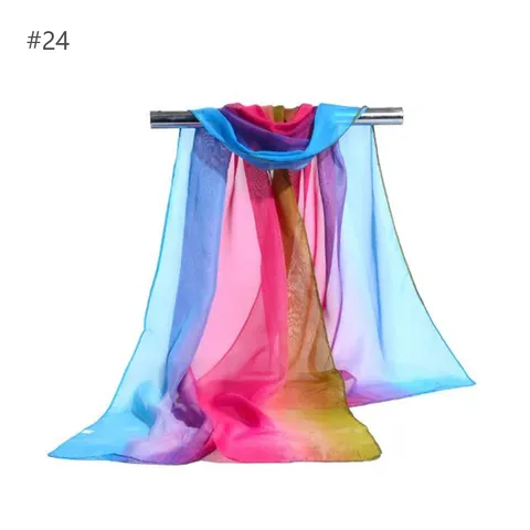 Womens Gradient Chiffon Scarf Lightweight Sun Protection Shawl Spring Summer Fashion Versatile Long Neck Scarf
