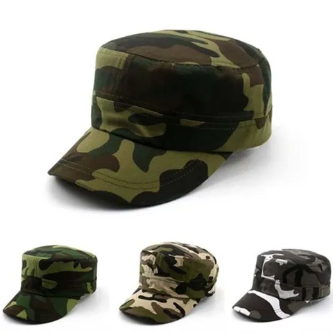 Outdoor Camouflage Flat Top Military Cap For Men Women Spring Summer Sun Protection Patrol Fatigue Hat Army Cadet Cap