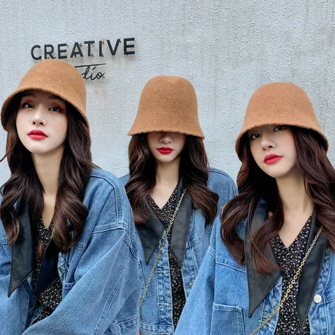 Korean Style Acrylic Knit Hat For Women Sweet Warm Winter Beanie Solid Color Slouchy Skull Cap Versatile Soft Daily Headwear