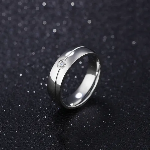 Minimalistische Titaniumstalen Ring Voor Dames Mode Creatieve Lineaire Inzet Strass Vingerring Eenvoudige Geometrische Sieraden Cadeau