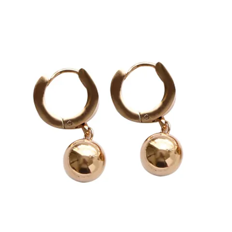 Minimalistisch Roestvrij Staal Ring Drop Oorbellen Voor Dames Mode Verguld Dubbelzijdige Huggie Oorbellen Met Hangende Kraal Elegant Feest Sieraden