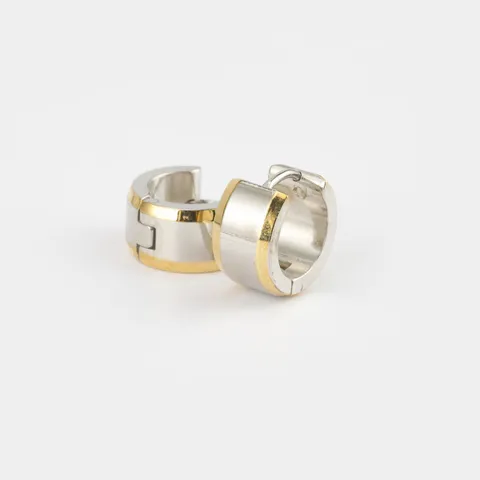 Minimalistische Roestvrijstalen Huggie Creolen Voor Heren Tweekleurig Goud Zilver Kleur Geometrisch Afgeschuind Dubbelzijdige Oorbel Sieraden Cadeau