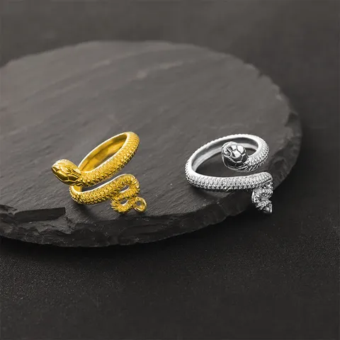 Vintage Roestvrij Staal Slang Open Ring Verstelbare Gothic Punk Dier Statement Ring Voor Dames Heren Sieraden