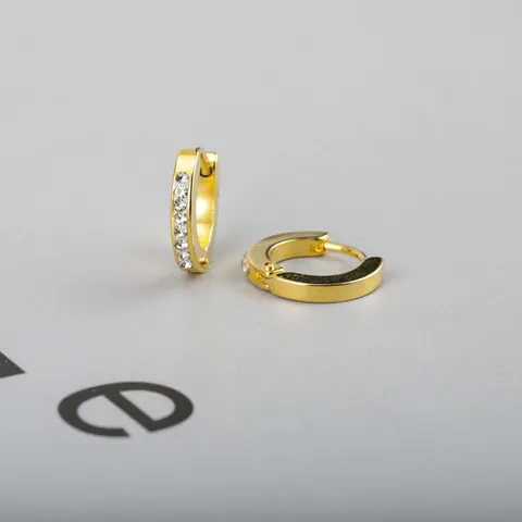Minimalistische Roestvrijstalen Strass Creolen Chique Vergulde Gouden Cirkel Huggie Oorbellen Voor Unisex Dagelijks Cadeau Mode