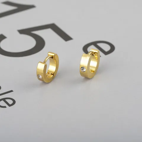 Titanium Staal Goud Vergulde Strass Creolen Voor Vrouwen Minimalistische Mode Geometrische Huggie Oorbellen Sieraden Accessoire
