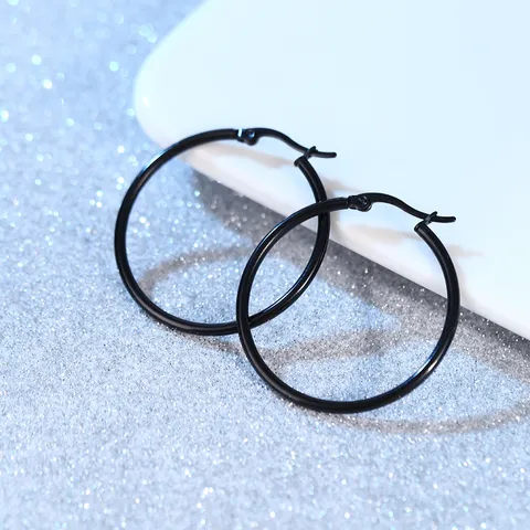 Unisex Roestvrij Staal Zwarte Oorbellen Mode Hip Hop Rond Geometrische Cirkel Sieraden Punk Oorbellen Voor Heren Dames