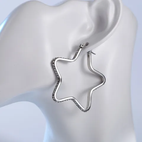 Roestvrij Stalen Holle Ster Oorknopjes Voor Vrouwen Strass Ingelegde Koreaanse Stijl Pentagram Oorbellen Sieraden