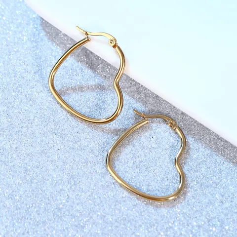 Minimalistische Roestvrijstalen Hart Oorringen voor Dames Verguld Chique Koreaanse Stijl Hart Oorbellen Sieraden Accessoires