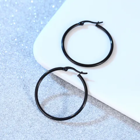 Unisex Roestvrij Staal Zwarte Oorbellen Mode Hip Hop Rond Geometrische Cirkel Sieraden Punk Oorbellen Voor Heren Dames