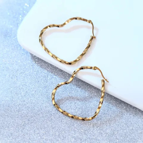 Vintage Roestvrij Staal Gedraaide Hart Oorringen Verguld Japanse Stijl Hartvormige Gedraaid Touw Oorbellen Voor Dames Sieraden