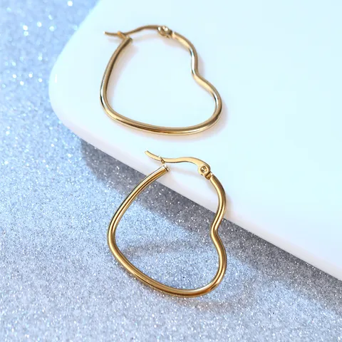 Minimalistische Roestvrijstalen Hart Oorringen voor Dames Verguld Chique Koreaanse Stijl Hart Oorbellen Sieraden Accessoires