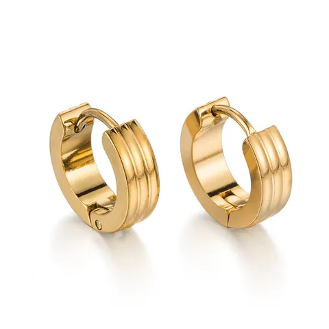 Minimalistische Roestvrijstalen Rib Huggie Oorbellen Unisex Eenvoudige Geometrische Gestreepte Hoepel Oorbellen Mode Sieraden Dagelijkse Ooraccessoires