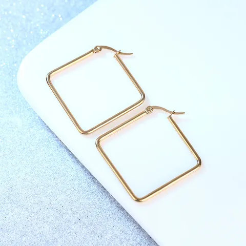 Minimalistische Roestvrijstalen Vierkante Creolen Oorbellen Verguld 18K Goud Geometrische Kubus Hangende Oorbellen Voor Heren Vrouwen Modesieraden Cadeau