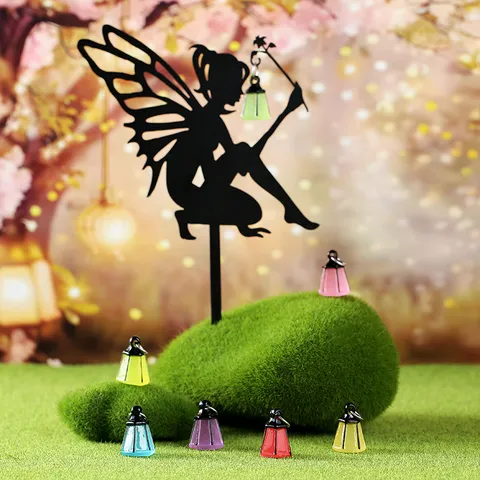 Lichtgevende Lantaarn Fee Silhouet Tuinsteker Metaal Hars Glow In The Dark Yard Art Gazon Ornament Buiten Decoratie