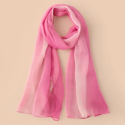 Sciarpa in Georgette Sfumata da Donna Rosa Scialle Protezione Solare Leggero Foulard Tie-Dye Traspirante per Mare Estate