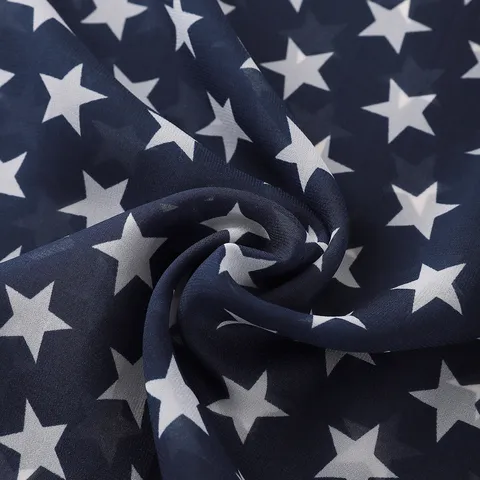 Women Fashion Chiffon Scarf Western Flag Star Pattern Shawl Sun Protection Soft Lightweight Wrap Sheer Scarves For Vacation Beach