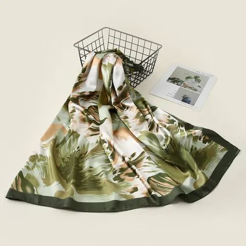 Sciarpa Quadrata Grande con Stampa Graffiti da Donna Sciarpa in Chiffon Satinato Elegante Scialle Astratto Decorativo Accessorio