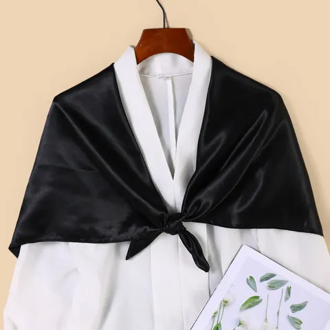 Polyester Satin Square Scarf For Women Solid Color Head Neck Hair Bandana Stewardess Scarf Sun Protection Travel Shawl