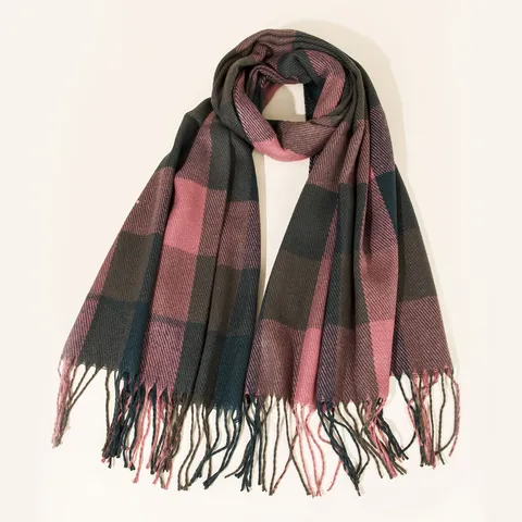 Winter Kariert Quaste Schal Damen Herren Farbblock Warm Karomuster Stola Bedruckt Strick Halswärmer Britischer Stil Weich Wickelschal