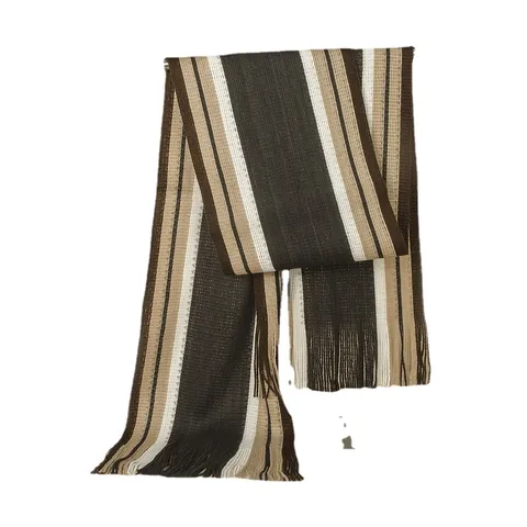 Men Women Fashion Casual Acrylic Knit Scarf Contrast Color Stripe Warm Winter Tassel Scarves Soft Outdoor Wrap Shawl