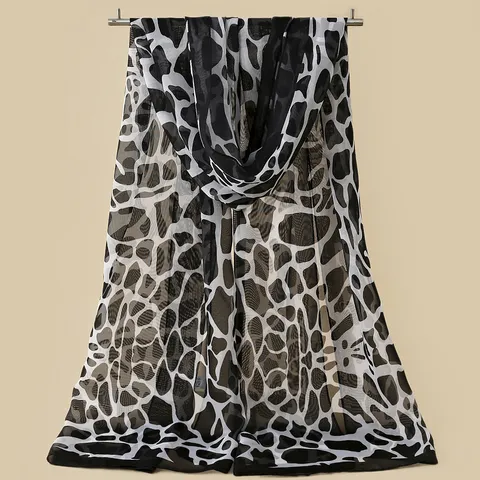 Sciarpa a Anello Leopardata da Donna Moda Stampa Animale Stampata Sciarpa Scaldacollo in Poliestere Leggero Accessori Quotidiani
