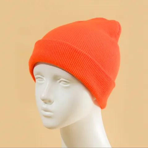 Bonnet En Tricot Couleur Unie Revers Classique Pour Hommes Femmes Doux Acrylique Chaud Automne Hiver Extérieur Décontracté Unisex Bonnet