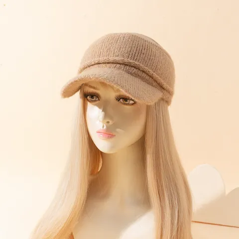 Casquette de Béisbol de Acrílico Tejido de Punto Cálido de Invierno para Mujer Sin Top Letra de Strass Visera Curva Al Aire Libre Sombrero de Sol Deportivo Casual Accesorio de Moda