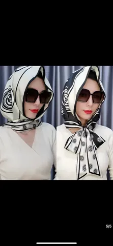 Women French Floral Print Turban Hat Long Straps Ethnic Style Satin Head Wrap Scarf Elegant Printed Headscarf Hat For Women