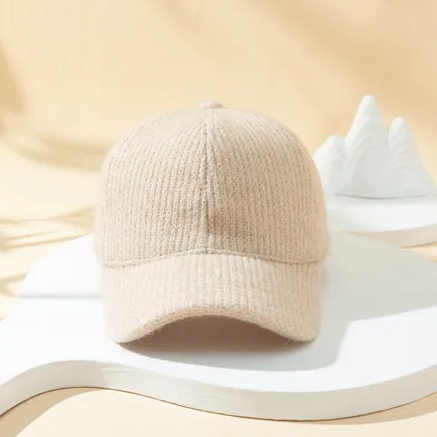 Casquette de Baseball en Tricot Côtelé Unisexe Avec Fil Argenté Scintillant Couleur Unie Vintage Réglable Dos Velcro Chapeau d'Hiver