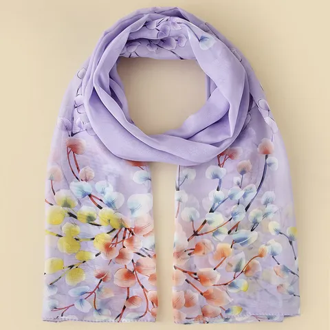 Dames Sjaal met Bloemenprint Lichtgewicht Polyester Omslagdoek Strand Zonnebrand Wrap Kleurrijke Mode Hoofdband Groot Strandlaken