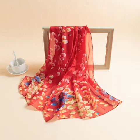 Dames Sjaal met Bloemenprint Lichtgewicht Polyester Omslagdoek Strand Zonnebrand Wrap Kleurrijke Mode Hoofdband Groot Strandlaken
