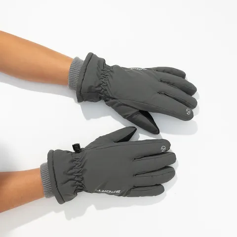 Guantes de Invierno Cálidos Forro Polar Grueso Pantalla Táctil Unisex Cortavientos Deporte Ciclismo Esquí Térmicos Gris