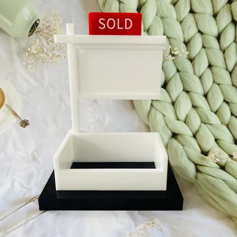 Real Estate Business Card Display Acrylic Desk Card Holder Stand Office Desktop Organizer With Sold Sign