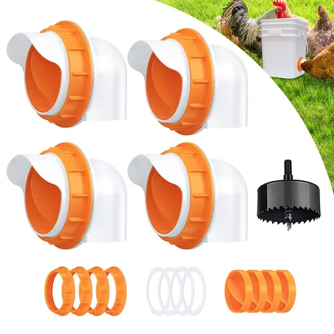 Automatic Chicken Feeder Poultry Feeding Port Kit Rainproof Weatherproof Chicken Duck Feeder DIY Gravity Feed Kit
